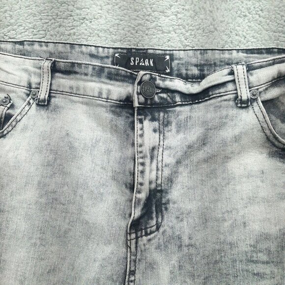 Spark ripped and repaired Black acid wash Jeans 40X31 - Picture 2 of 11